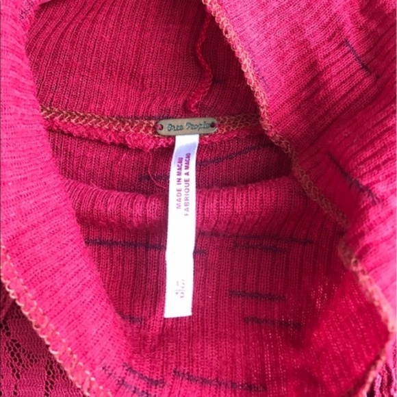 FP Free People Ribbed Mock Neck Top Lace Marled Layer - Picture 6 of 7